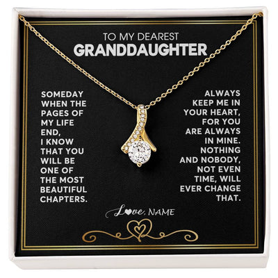 Alluring Beauty Necklace 18K Yellow Gold Finish | 1 | Personalized To My Granddaughter Necklace From Grandmother Papa When The Pages Of My Life End Granddaughter Birthday Christmas Customized Gift Box Message Card | siriusteestore