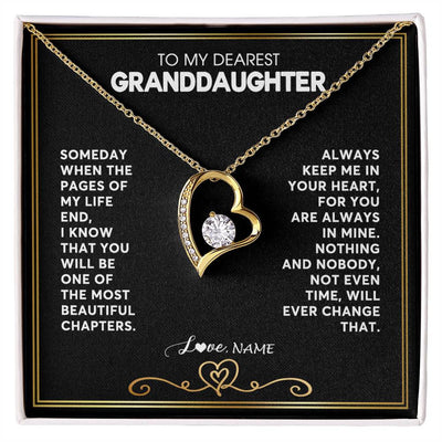 Forever Love Necklace 18K Yellow Gold Finish | 1 | Personalized To My Granddaughter Necklace From Grandmother Papa When The Pages Of My Life End Granddaughter Birthday Christmas Customized Gift Box Message Card | siriusteestore