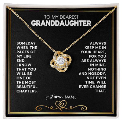 Love Knot Necklace 18K Yellow Gold Finish | 1 | Personalized To My Granddaughter Necklace From Grandmother Papa When The Pages Of My Life End Granddaughter Birthday Christmas Customized Gift Box Message Card | siriusteestore