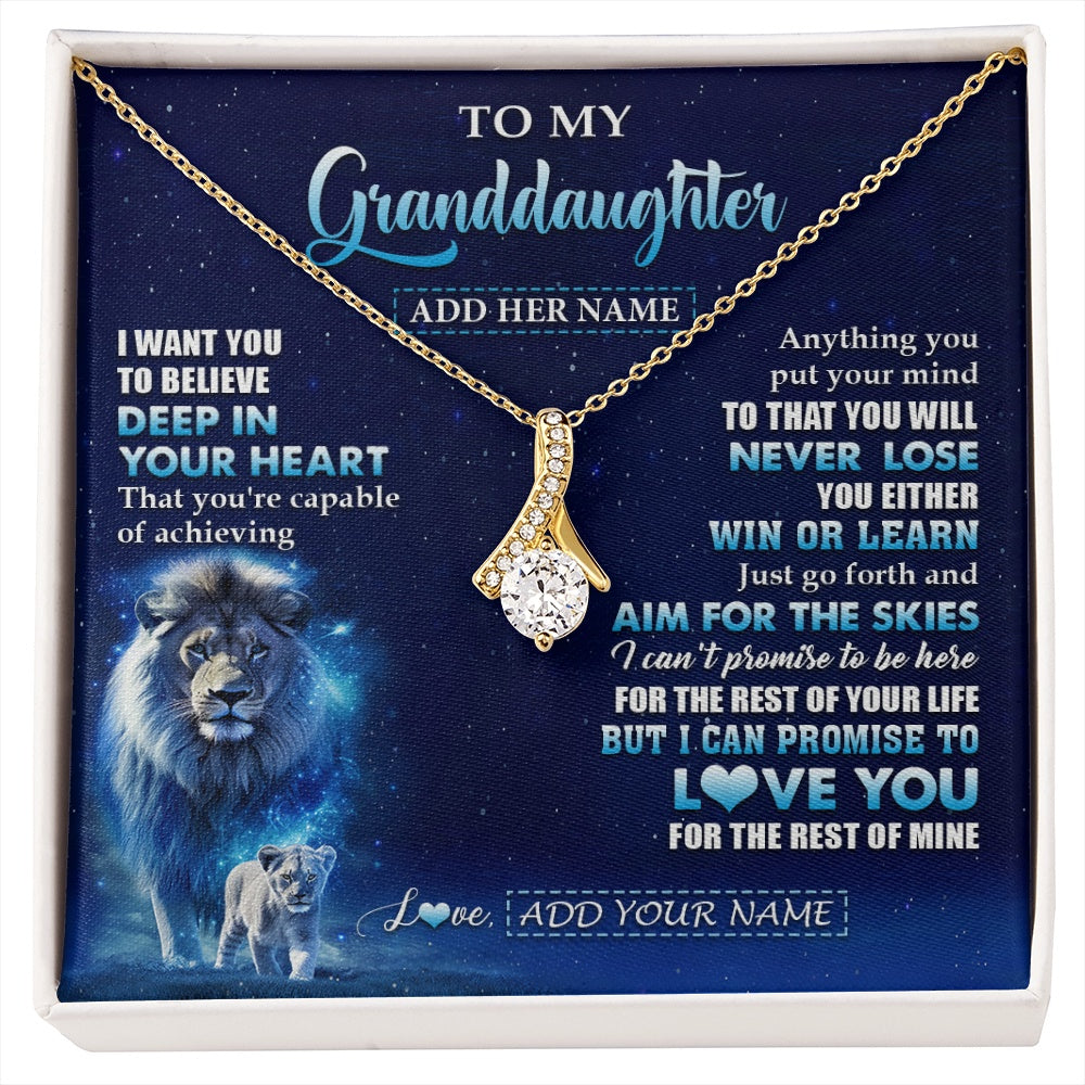 Alluring Beauty Necklace 18K Yellow Gold Finish | 1 | Personalized To My Granddaughter Necklace From Grandpa Believe Your Heart Granddaughter Gift Birthday Graduation Christmas Customized Gift Box Message Card | siriusteestore.myshopify