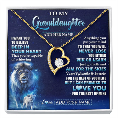 Forever Love Necklace 18K Yellow Gold Finish | 1 | Personalized To My Granddaughter Necklace From Grandpa Believe Your Heart Granddaughter Gift Birthday Graduation Christmas Customized Gift Box Message Card | siriusteestore.myshopify