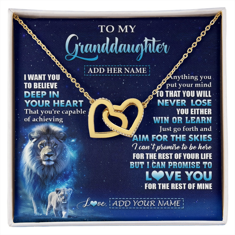 Interlocking Hearts Necklace 18K Yellow Gold Finish | 1 | Personalized To My Granddaughter Necklace From Grandpa Believe Your Heart Granddaughter Gift Birthday Graduation Christmas Customized Gift Box Message Card | siriusteestore.myshopify
