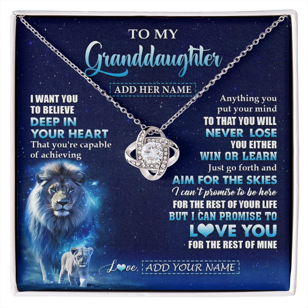 Love Knot Necklace 14K White Gold Finish | 1 | Personalized To My Granddaughter Necklace From Grandpa Believe Your Heart Granddaughter Gift Birthday Graduation Christmas Customized Gift Box Message Card | siriusteestore.myshopify