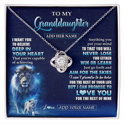 Love Knot Necklace 14K White Gold Finish | 1 | Personalized To My Granddaughter Necklace From Grandpa Believe Your Heart Granddaughter Gift Birthday Graduation Christmas Customized Gift Box Message Card | siriusteestore.myshopify