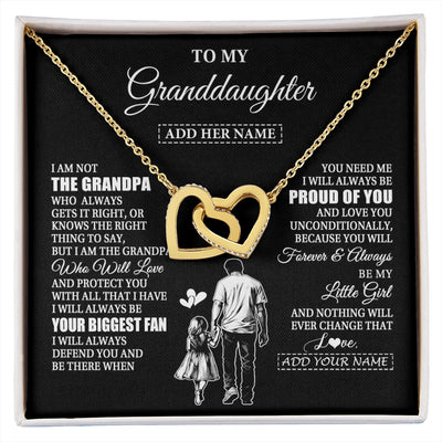 Interlocking Hearts Necklace 18K Yellow Gold Finish | 1 | Personalized To My Granddaughter Necklace From Grandpa Biggest Fan Birthday Gifts For Granddaughter From Grandparents Christmas Custom Gift Box Message Card | siriusteestore.myshopify