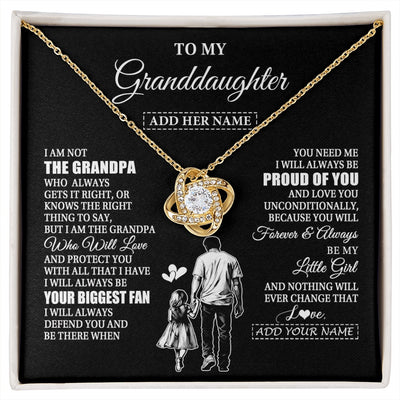 Love Knot Necklace 18K Yellow Gold Finish | 1 | Personalized To My Granddaughter Necklace From Grandpa Biggest Fan Birthday Gifts For Granddaughter From Grandparents Christmas Custom Gift Box Message Card | siriusteestore.myshopify
