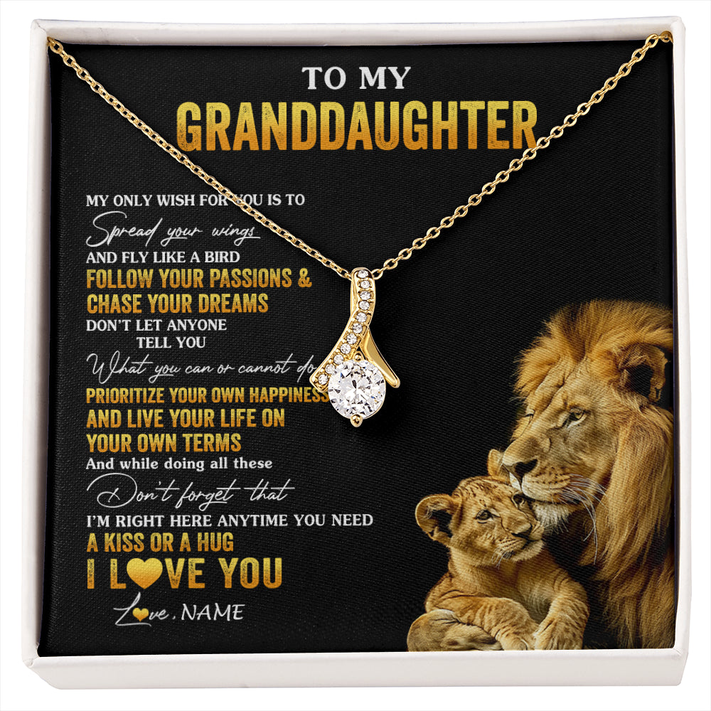 Alluring Beauty Necklace 18K Yellow Gold Finish | 1 | Personalized To My Granddaughter Necklace From Grandpa Lion My Only Wish For You Granddaughter Birthday Graduation Christmas Customized Gift Box Message Card | siriusteestore