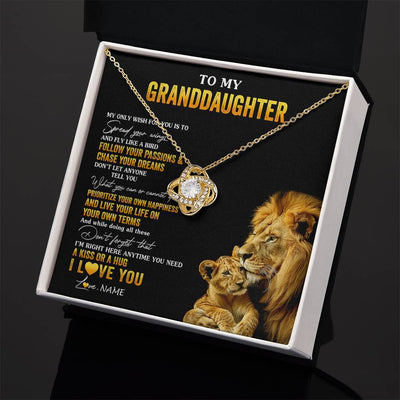 Love Knot Necklace 18K Yellow Gold Finish | 2 | Personalized To My Granddaughter Necklace From Grandpa Lion My Only Wish For You Granddaughter Birthday Graduation Christmas Customized Gift Box Message Card | siriusteestore