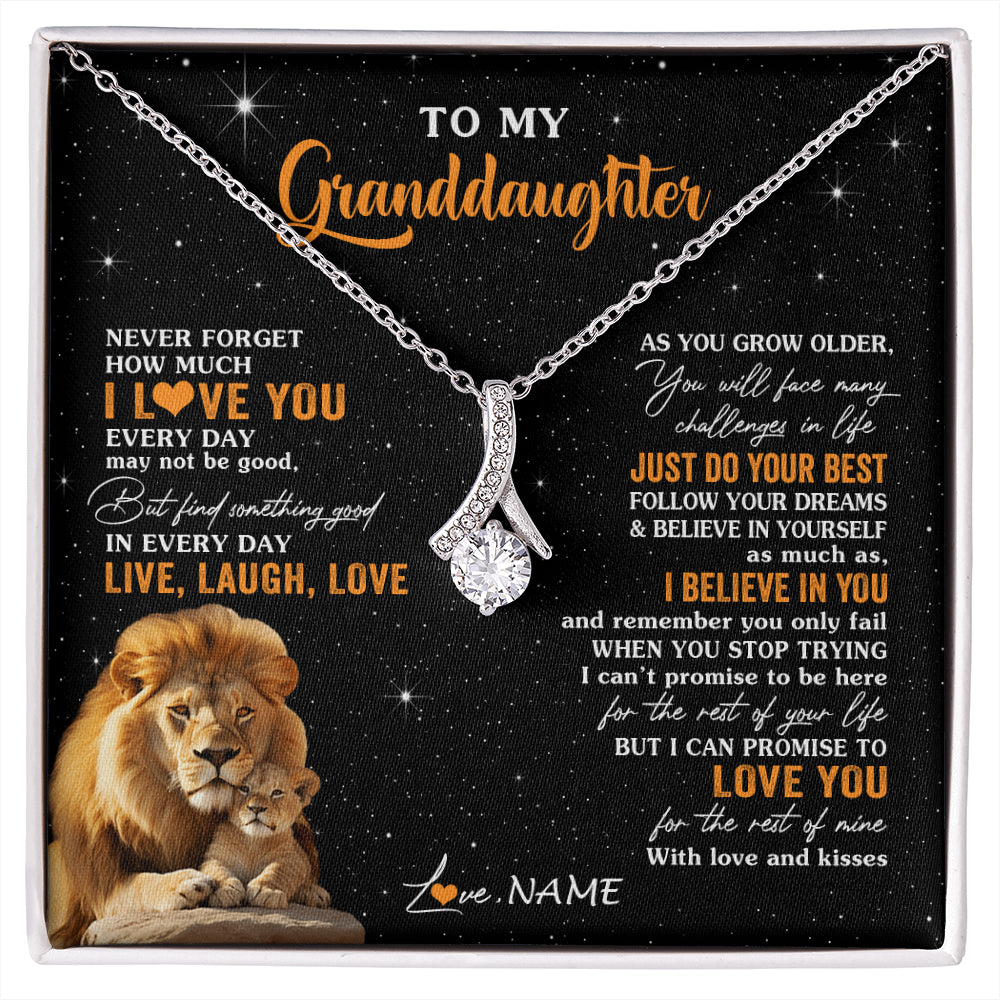 Alluring Beauty Necklace 14K White Gold Finish | 1 | Personalized To My Granddaughter Necklace From Grandpa Live Laugh Love Lion Birthday Gifts Positive Graduation Christmas Customized Gift Box Message Card | siriusteestore