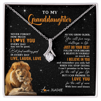Alluring Beauty Necklace 14K White Gold Finish | 1 | Personalized To My Granddaughter Necklace From Grandpa Live Laugh Love Lion Birthday Gifts Positive Graduation Christmas Customized Gift Box Message Card | siriusteestore