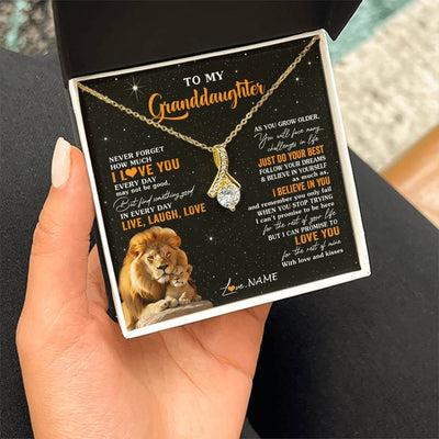 Alluring Beauty Necklace 18K Yellow Gold Finish | 2 | Personalized To My Granddaughter Necklace From Grandpa Live Laugh Love Lion Birthday Gifts Positive Graduation Christmas Customized Gift Box Message Card | siriusteestore