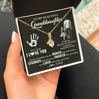 Alluring Beauty Necklace 18K Yellow Gold Finish | 2 | Personalized To My Granddaughter Necklace From Grandpa Never Forget I Love You Birthday Gifts Christmas New Year Graduation Customized Gift Box Message Card | siriusteestore