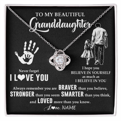 Love Knot Necklace 14K White Gold Finish | 1 | Personalized To My Granddaughter Necklace From Grandpa Never Forget I Love You Birthday Gifts Christmas New Year Graduation Customized Gift Box Message Card | siriusteestore