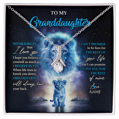 Alluring Beauty Necklace 14K White Gold Finish | 1 | Personalized To My Granddaughter Necklace From Grandpa Papa Never Forget I Love You Lion Granddaughter Jewelry Birthday Christmas Customized Message Card | siriusteestore