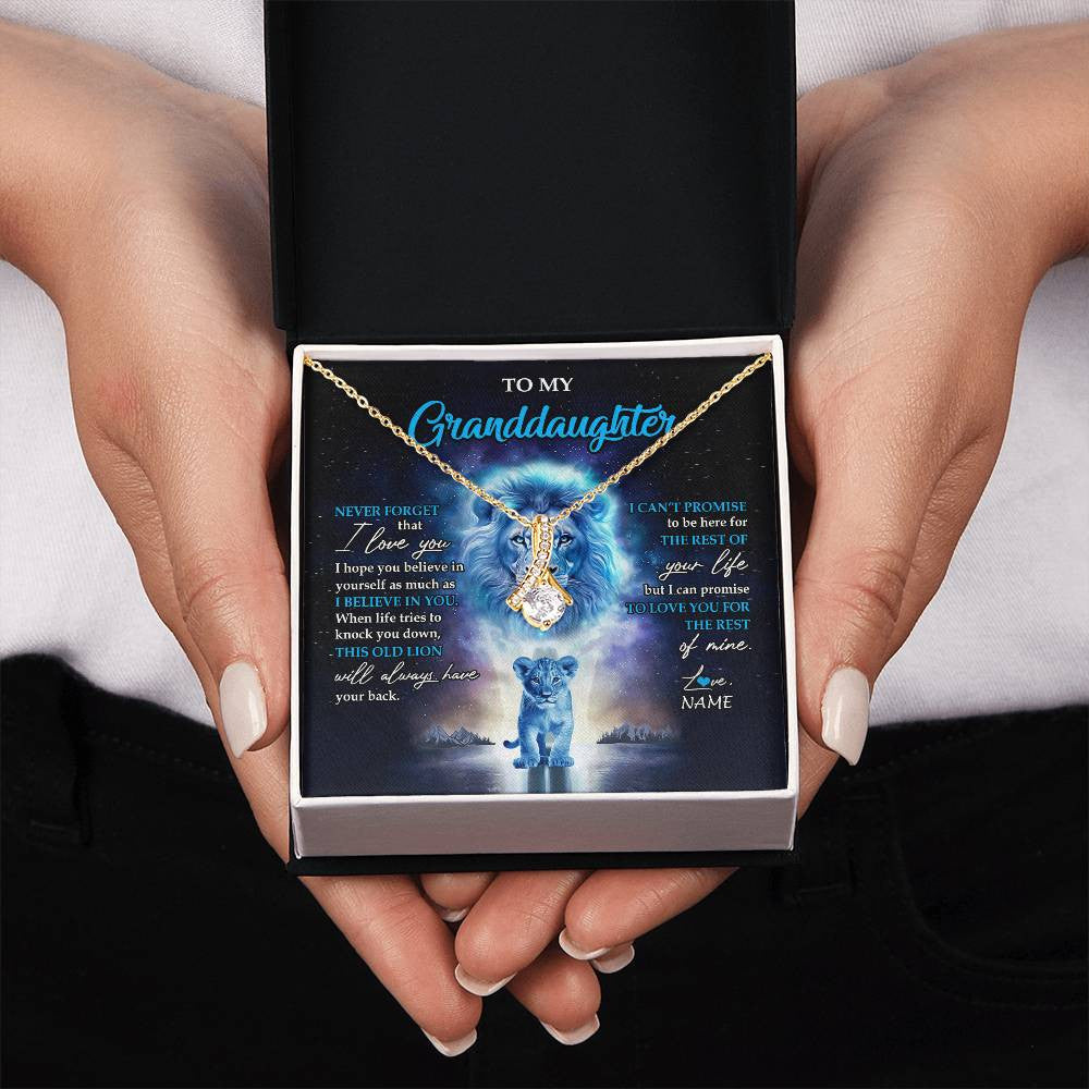 Alluring Beauty Necklace 18K Yellow Gold Finish | 2 | Personalized To My Granddaughter Necklace From Grandpa Papa Never Forget I Love You Lion Granddaughter Jewelry Birthday Christmas Customized Message Card | siriusteestore