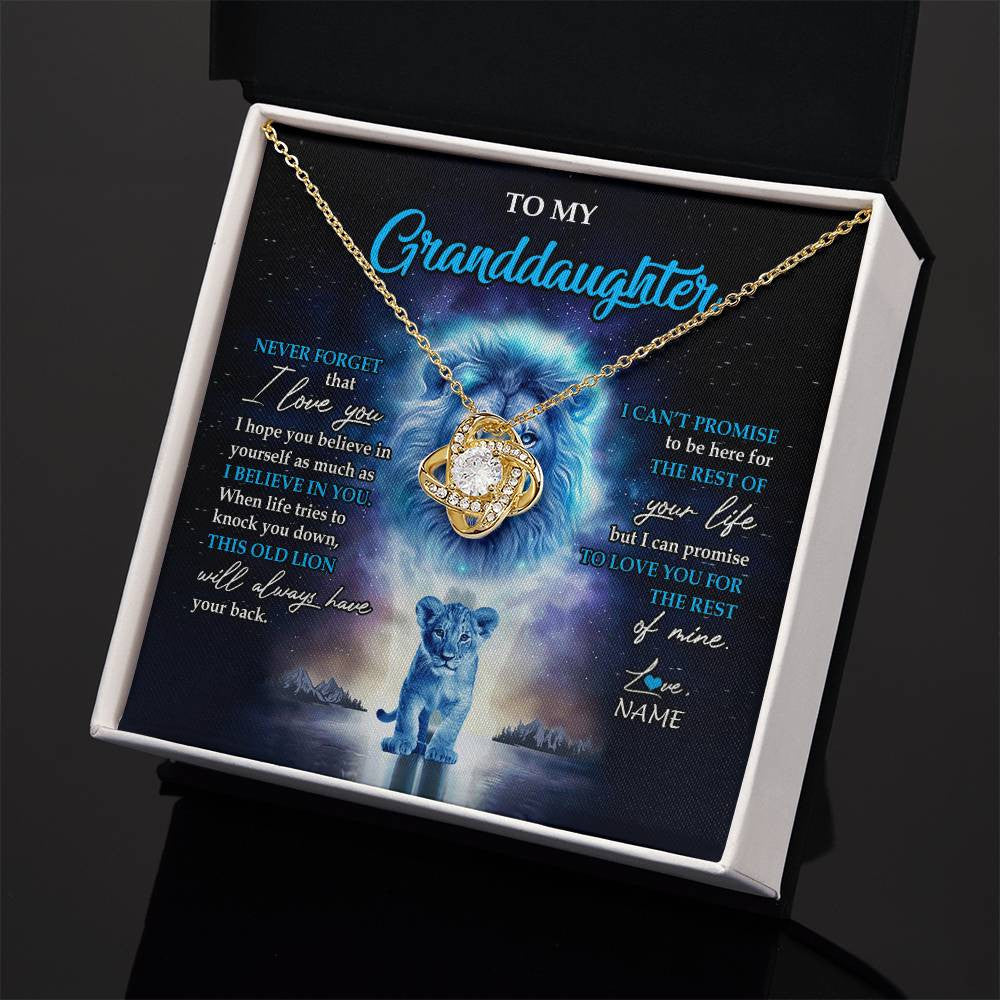 Love Knot Necklace 18K Yellow Gold Finish | 2 | Personalized To My Granddaughter Necklace From Grandpa Papa Never Forget I Love You Lion Granddaughter Jewelry Birthday Christmas Customized Message Card | siriusteestore