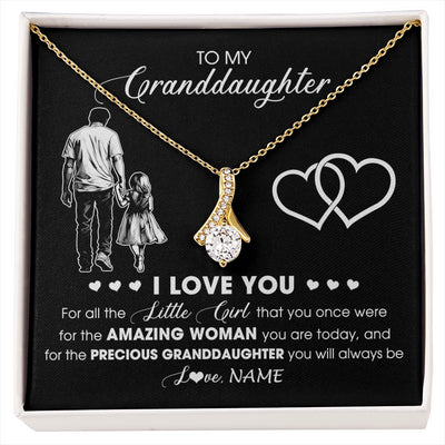 Alluring Beauty Necklace 18K Yellow Gold Finish | 1 | Personalized To My Granddaughter Necklace From Grandpa Pop I Love You Little Girl Granddaughter Birthday Christmas Jewelry Customized Gift Box Message Card | siriusteestore