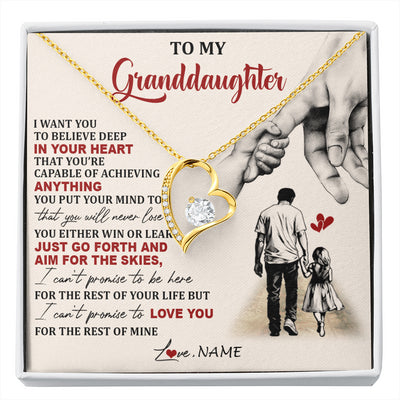 Forever Love Necklace 18K Yellow Gold Finish | 1 | Personalized To My Granddaughter Necklace From Grandpa Promise To Love You Granddaughter Birthday Graduation Christmas Customized Gift Box Message Card | siriusteestore