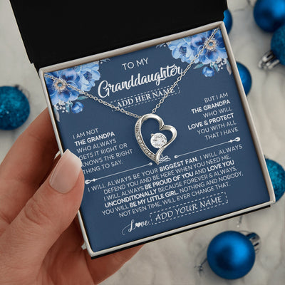 Forever Love Necklace 14K White Gold Finish | 2 | Personalized To My Granddaughter Necklace From Grandpa Proud Of You Birthday Gifts For Granddaughter Jewelry Gifts Christmas Custom Gift Box Message Card | https://siriusteestore.