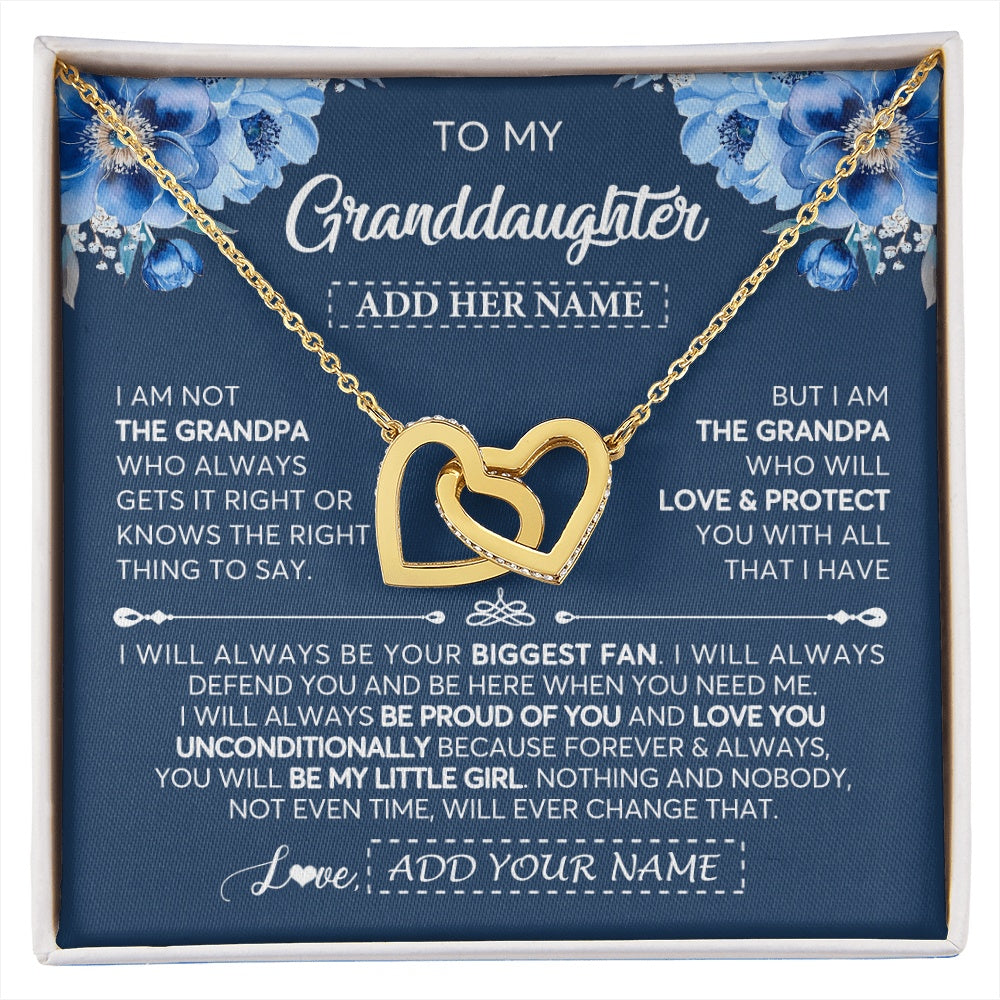 Interlocking Hearts Necklace 18K Yellow Gold Finish | 1 | Personalized To My Granddaughter Necklace From Grandpa Proud Of You Birthday Gifts For Granddaughter Jewelry Gifts Christmas Custom Gift Box Message Card | https://siriusteestore.