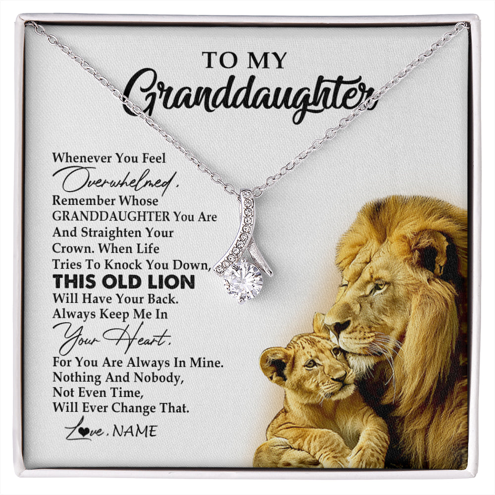 Alluring Beauty Necklace 14K White Gold Finish | 1 | Personalized To My Granddaughter Necklace From Grandpa Whenever You Fell Overwhelmed Lion Granddaughter Birthday Christmas Customized Gift Box Message Card | siriusteestore