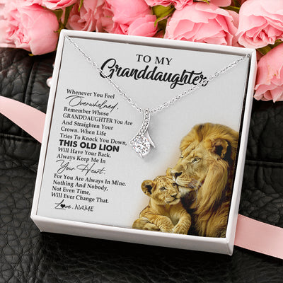 Alluring Beauty Necklace 14K White Gold Finish | 2 | Personalized To My Granddaughter Necklace From Grandpa Whenever You Fell Overwhelmed Lion Granddaughter Birthday Christmas Customized Gift Box Message Card | siriusteestore