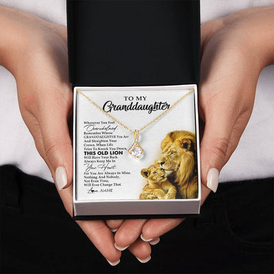 Alluring Beauty Necklace 18K Yellow Gold Finish | 2 | Personalized To My Granddaughter Necklace From Grandpa Whenever You Fell Overwhelmed Lion Granddaughter Birthday Christmas Customized Gift Box Message Card | siriusteestore