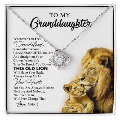Love Knot Necklace 14K White Gold Finish | 1 | Personalized To My Granddaughter Necklace From Grandpa Whenever You Fell Overwhelmed Lion Granddaughter Birthday Christmas Customized Gift Box Message Card | siriusteestore