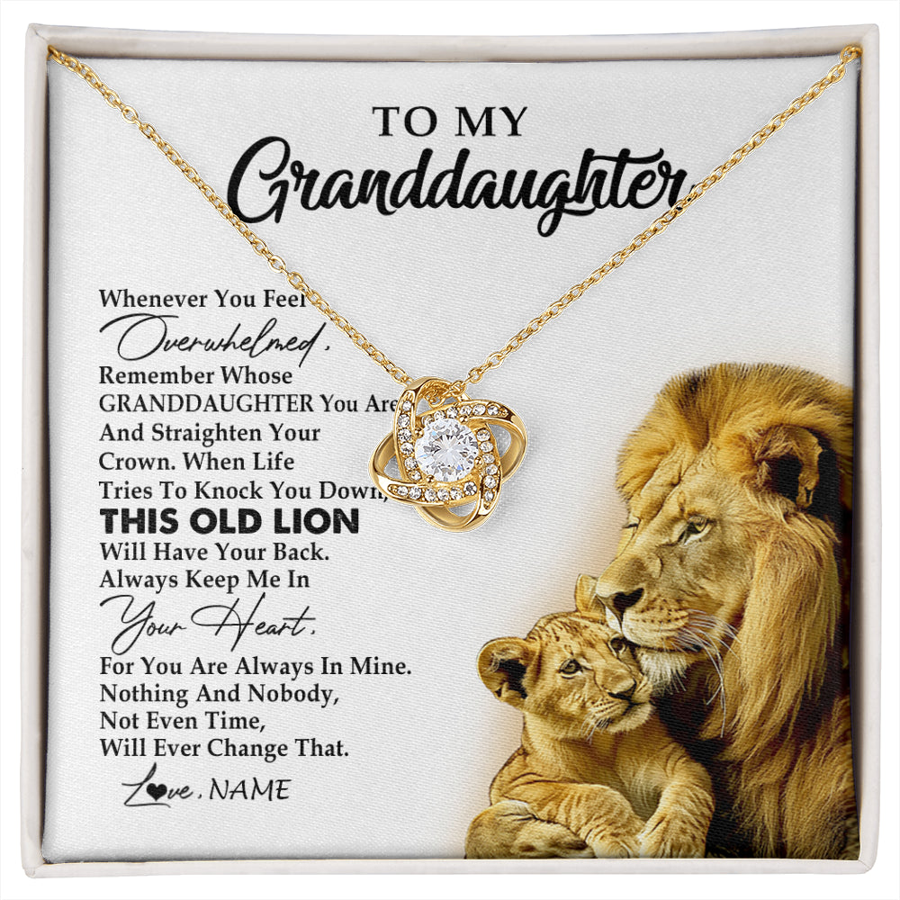 Love Knot Necklace 18K Yellow Gold Finish | 1 | Personalized To My Granddaughter Necklace From Grandpa Whenever You Fell Overwhelmed Lion Granddaughter Birthday Christmas Customized Gift Box Message Card | siriusteestore
