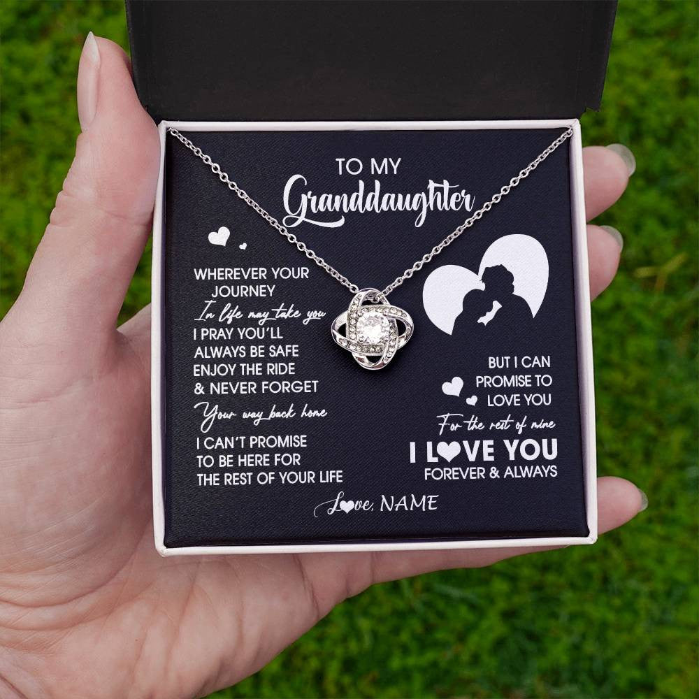Love Knot Necklace 14K White Gold Finish | 2 | Personalized To My Granddaughter Necklace From Grandpa Wherever Your Journey Granddaughter Birthday Gifts Graduation Christmas Customized Gift Box Message Card | siriusteestore