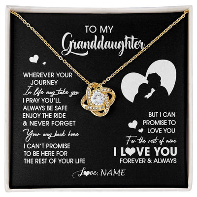 Love Knot Necklace 18K Yellow Gold Finish | 1 | Personalized To My Granddaughter Necklace From Grandpa Wherever Your Journey Granddaughter Birthday Gifts Graduation Christmas Customized Gift Box Message Card | siriusteestore
