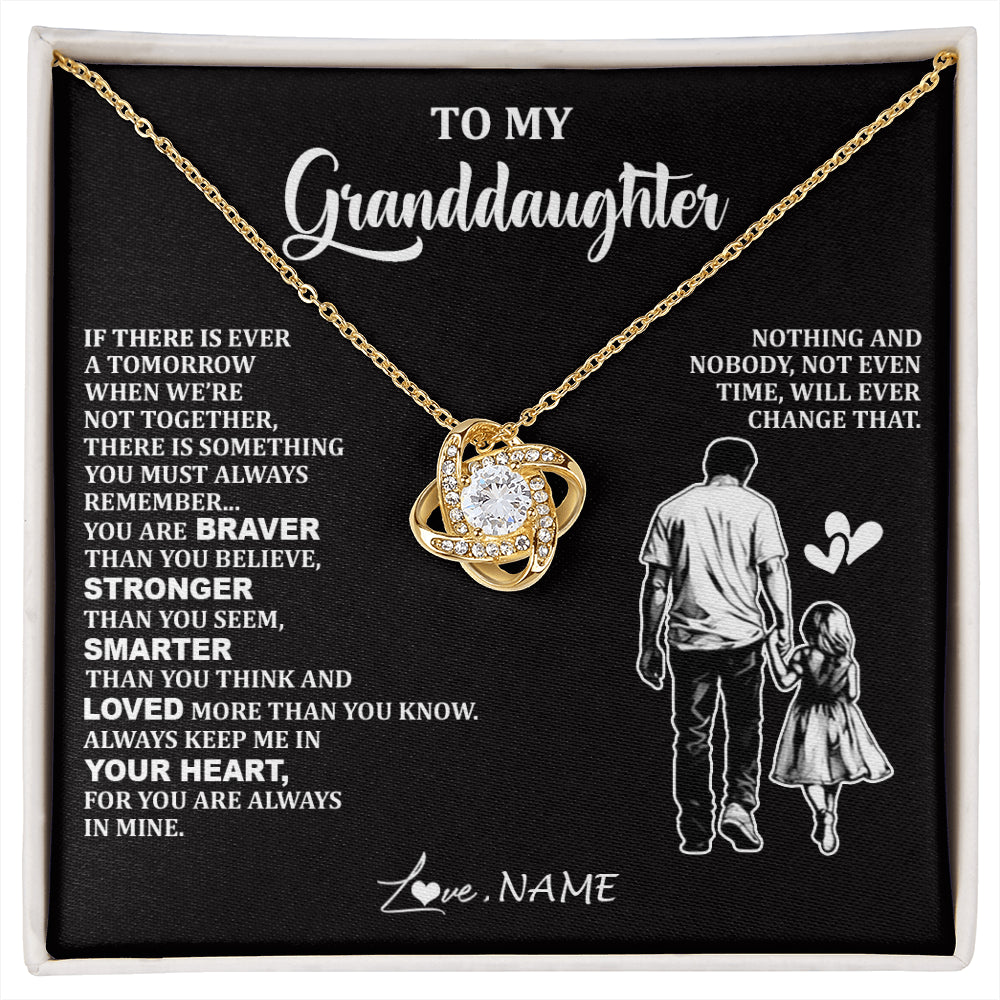 Love Knot Necklace 18K Yellow Gold Finish | 1 | Personalized To My Granddaughter Necklace From Grandpa You Are Always In Mine Beautiful Granddaughter Birthday Graduation Christmas With Gift Box Message Card | siriusteestore