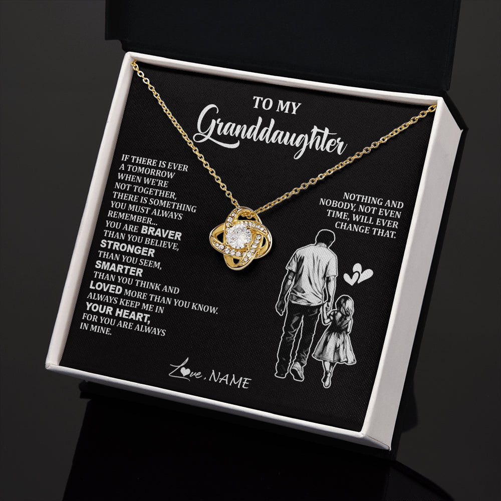 Love Knot Necklace 18K Yellow Gold Finish | 2 | Personalized To My Granddaughter Necklace From Grandpa You Are Always In Mine Beautiful Granddaughter Birthday Graduation Christmas With Gift Box Message Card | siriusteestore