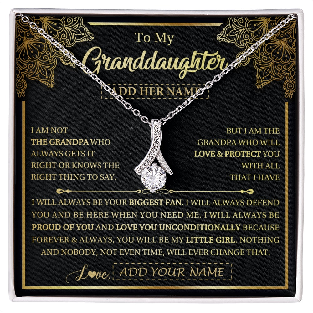 Alluring Beauty Necklace 14K White Gold Finish | 1 | Personalized To My Granddaughter Necklace From Grandpa Your Biggest Fan Birthday Gifts For Granddaughter Gifts Christmas Jewelry Custom Gift Box Message Card | siriusteestore.myshopify