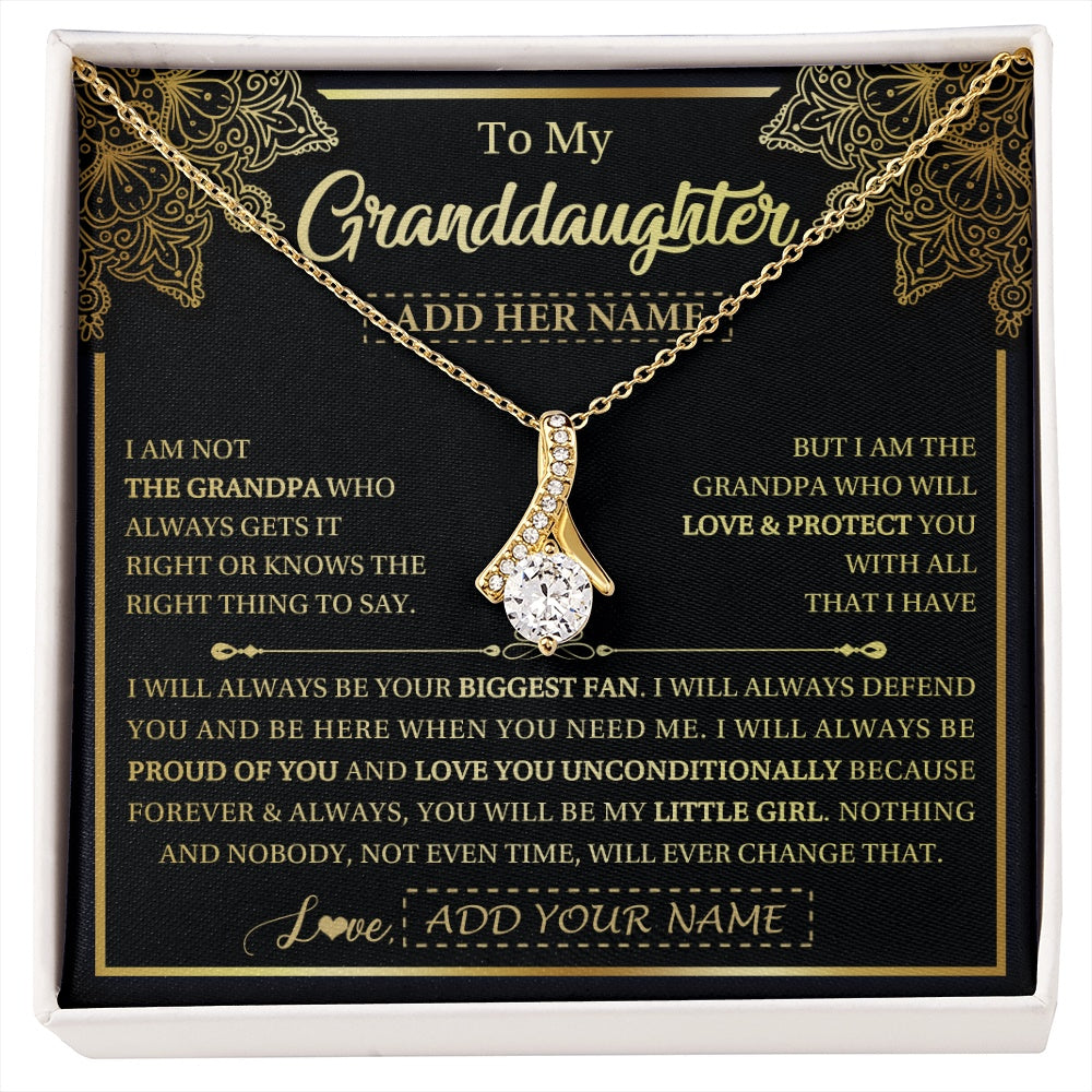 Alluring Beauty Necklace 18K Yellow Gold Finish | 1 | Personalized To My Granddaughter Necklace From Grandpa Your Biggest Fan Birthday Gifts For Granddaughter Gifts Christmas Jewelry Custom Gift Box Message Card | siriusteestore.myshopify