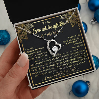 Forever Love Necklace 14K White Gold Finish | 2 | Personalized To My Granddaughter Necklace From Grandpa Your Biggest Fan Birthday Gifts For Granddaughter Gifts Christmas Jewelry Custom Gift Box Message Card | siriusteestore.myshopify