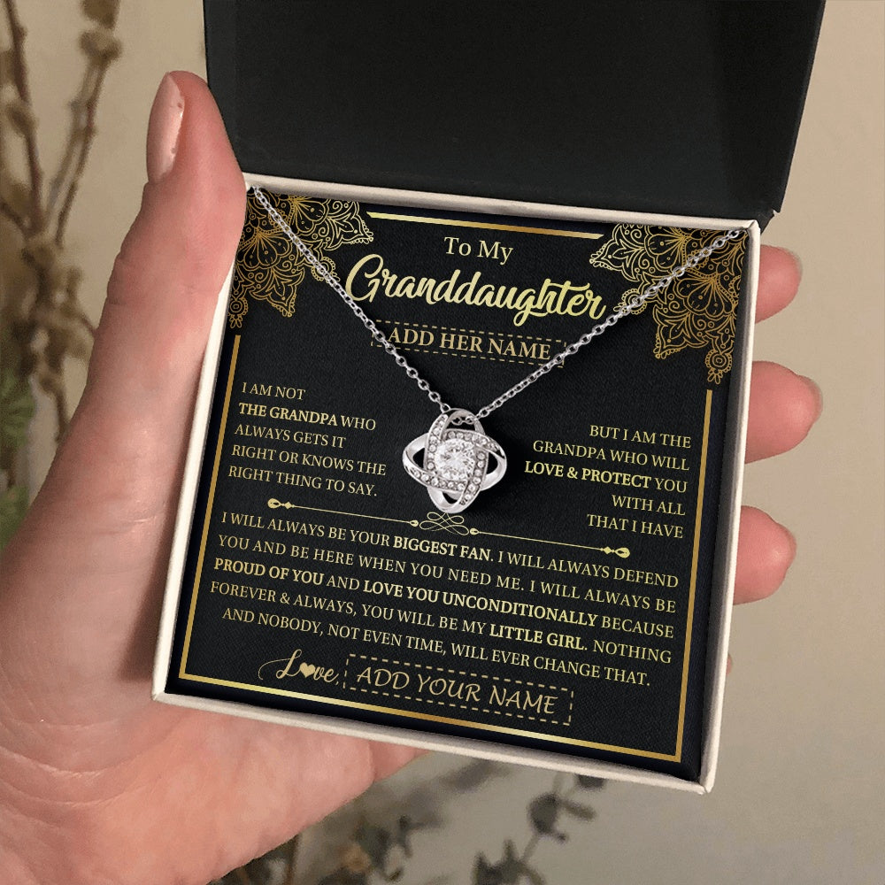Love Knot Necklace 14K White Gold Finish | 2 | Personalized To My Granddaughter Necklace From Grandpa Your Biggest Fan Birthday Gifts For Granddaughter Gifts Christmas Jewelry Custom Gift Box Message Card | siriusteestore.myshopify