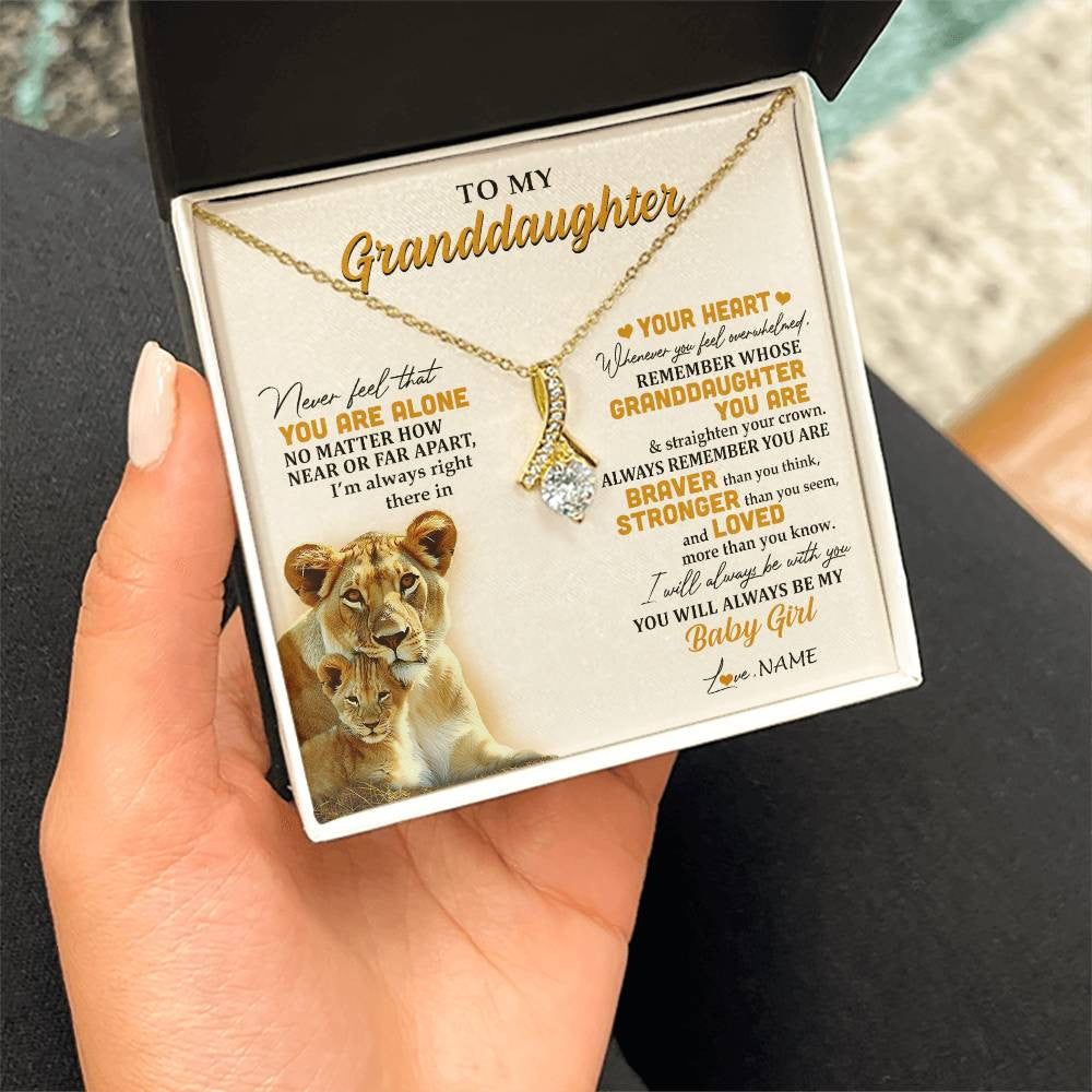 Alluring Beauty Necklace 18K Yellow Gold Finish | 2 | Personalized To My Granddaughter Necklace From Nana Lion Never Feel That You Are Alone Great Granddaughter Birthday Christmas Customized Gift Box Message Card | siriusteestore
