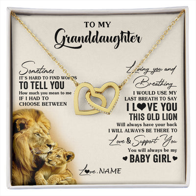 Interlocking Hearts Necklace 18K Yellow Gold Finish | 1 | Personalized To My Granddaughter Necklace From Papa Grandpa I Love You This Old Lion Granddaughter Birthday Christmas Customized Gift Box Message Card | siriusteestore