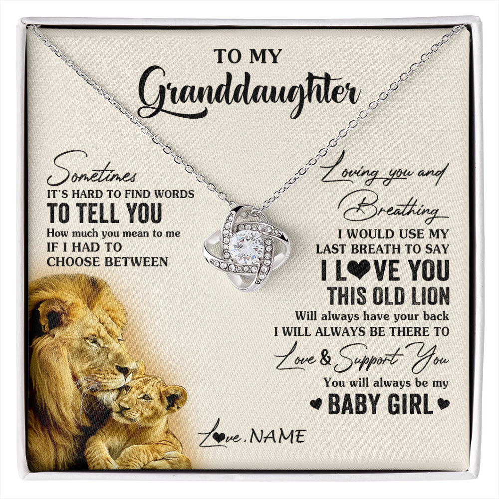Love Knot Necklace 14K White Gold Finish | 1 | Personalized To My Granddaughter Necklace From Papa Grandpa I Love You This Old Lion Granddaughter Birthday Christmas Customized Gift Box Message Card | siriusteestore