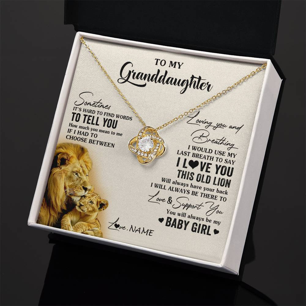 Love Knot Necklace 18K Yellow Gold Finish | 2 | Personalized To My Granddaughter Necklace From Papa Grandpa I Love You This Old Lion Granddaughter Birthday Christmas Customized Gift Box Message Card | siriusteestore