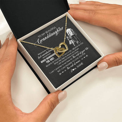 Interlocking Hearts Necklace 18K Yellow Gold Finish | 2 | Personalized To My Granddaughter Necklace From Papa Grandpa Whenever You Feel Overwhelmed Granddaughter Jewelry Birthday Christmas Customized Message Card | siriusteestore