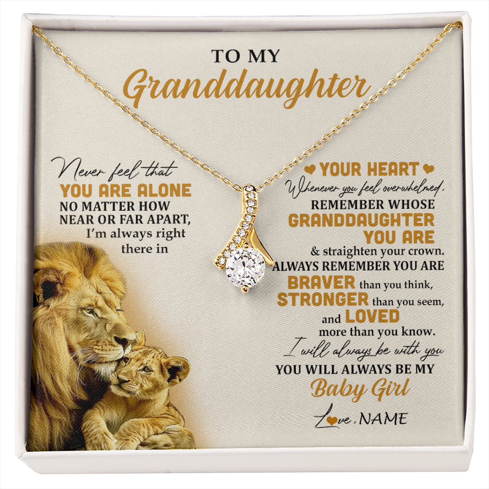 Alluring Beauty Necklace 18K Yellow Gold Finish | 1 | Personalized To My Granddaughter Necklace From Papa Lion Never Feel That You Are Alone Great Granddaughter Birthday Christmas Customized Gift Box Message Card | siriusteestore