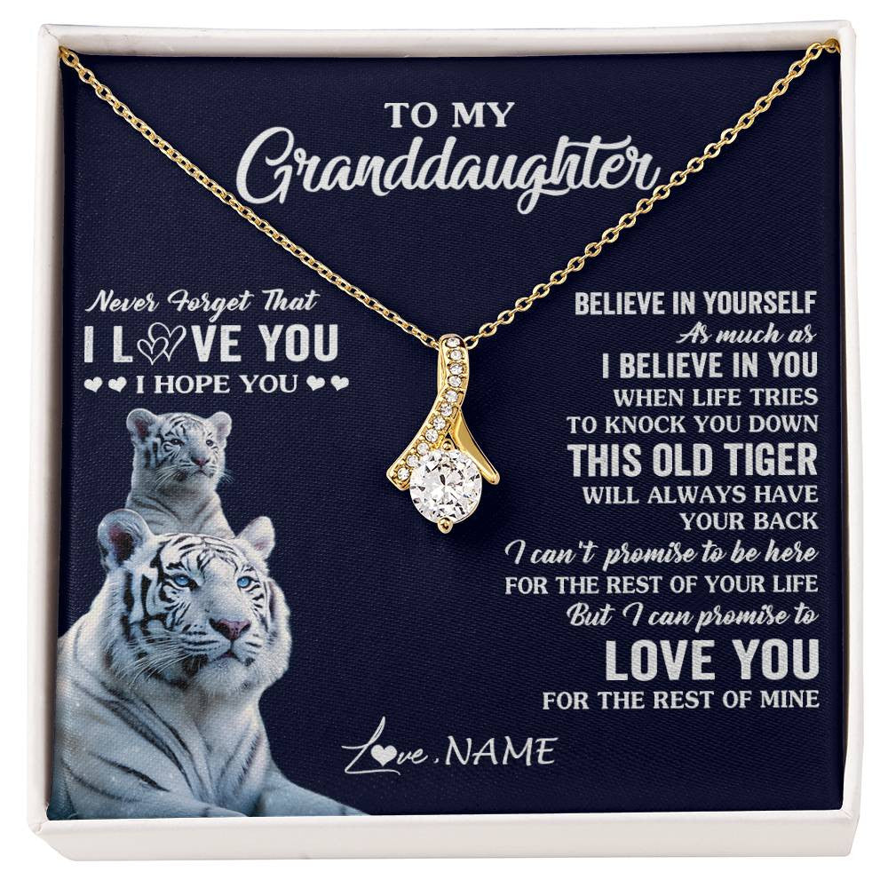 Alluring Beauty Necklace 18K Yellow Gold Finish | 1 | Personalized To My Granddaughter Necklace Gift From Grandma This Old Tiger Love You Granddaughter Birthday Graduation Christmas Custom Gift Box Message Card | siriusteestore
