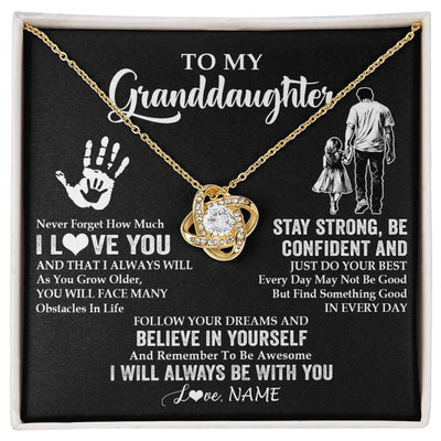 Love Knot Necklace 18K Yellow Gold Finish | 1 | Personalized To My Granddaughter Necklace I Love You Forever From Grandpa Granddaughter Birthday Gifts Christmas Graduation Customized Gift Box Message Card | siriusteestore