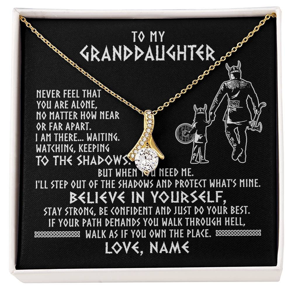 Alluring Beauty Necklace 18K Yellow Gold Finish | 1 | Personalized To My Granddaughter Necklace Viking Never Feel You Are Alone Scandinavian Runes Viking Birthday Christmas Customized Gift Box Message Card | siriusteestore