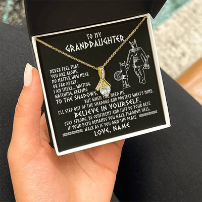 Alluring Beauty Necklace 18K Yellow Gold Finish | 2 | Personalized To My Granddaughter Necklace Viking Never Feel You Are Alone Scandinavian Runes Viking Birthday Christmas Customized Gift Box Message Card | siriusteestore