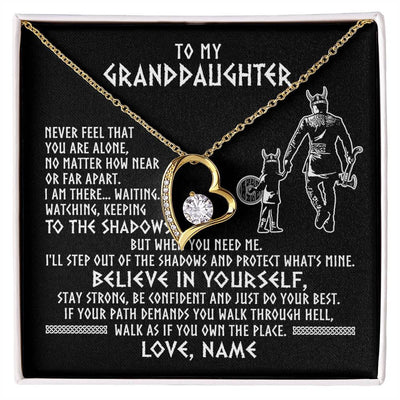 Forever Love Necklace 18K Yellow Gold Finish | 1 | Personalized To My Granddaughter Necklace Viking Never Feel You Are Alone Scandinavian Runes Viking Birthday Christmas Customized Gift Box Message Card | siriusteestore