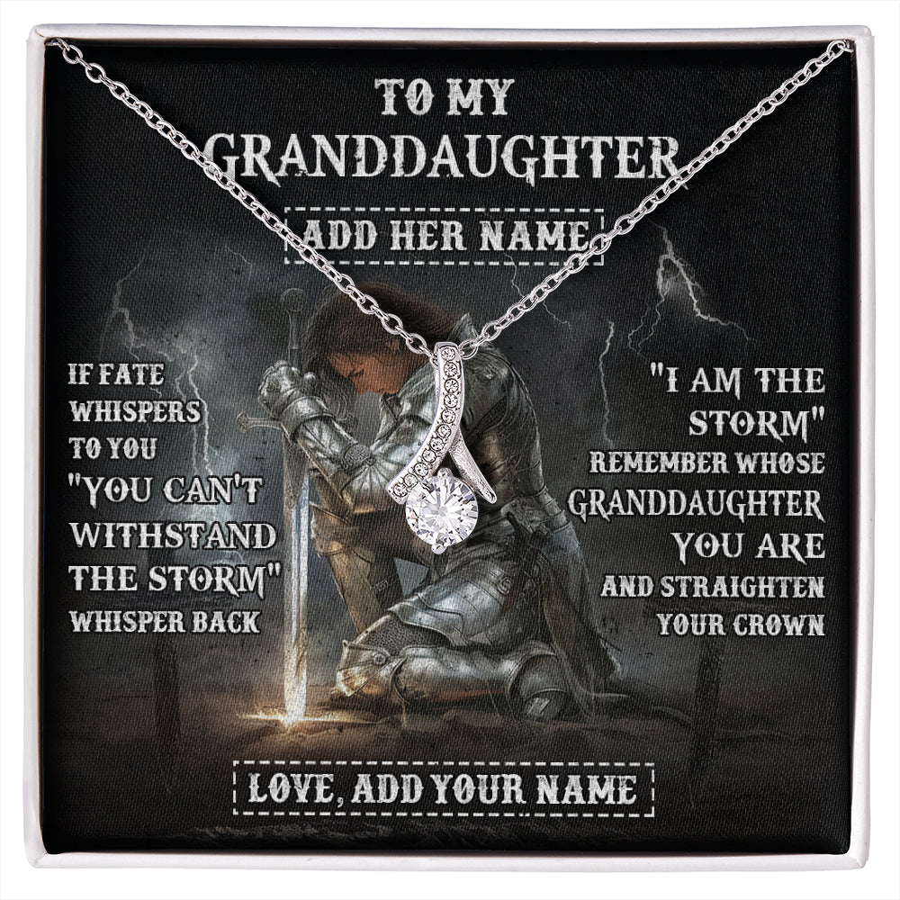 Alluring Beauty Necklace 14K White Gold Finish | 1 | Personalized To My Granddaughter Necklace Women Warrior Knights Templar I Am The Storm Best Granddaughter Birthday Gifts Christmas Gift Box Message Card | siriusteestore