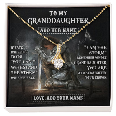 Alluring Beauty Necklace 18K Yellow Gold Finish | 1 | Personalized To My Granddaughter Necklace Women Warrior Knights Templar I Am The Storm Best Granddaughter Birthday Gifts Christmas Gift Box Message Card | siriusteestore